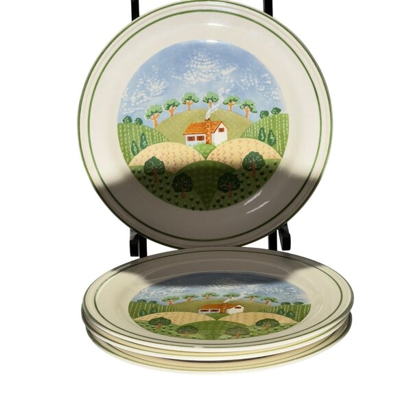 Sangostone Country Cottage Dinner Plates 10.5" Dia. Set Of Four - Picture 3 of 10